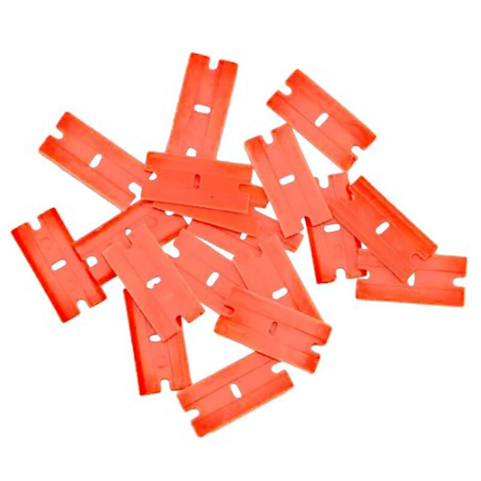 100 Pieces Two Cutting Plastic Razor Blade Label Clean Razor Glue Remover Window Glass Clean Scraper Car Wrap Sticker Squeegee