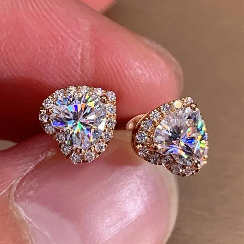 

Gift Exquisite Love Heart Stud Earrings for Women Brilliant Cubic Zirconia Wedding Party Accessories Romantic Zircon Gift Hot