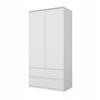 Wardrobe 90 Cm Joelle White Matt 2 Doors 2 Drawers 3 Shelves