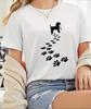 Womens Light Yellow Casual Short Sleeve TShirt Dog Paw Print Graphic Tee Round Neck for Summer Apparel Tshirt Playful Design