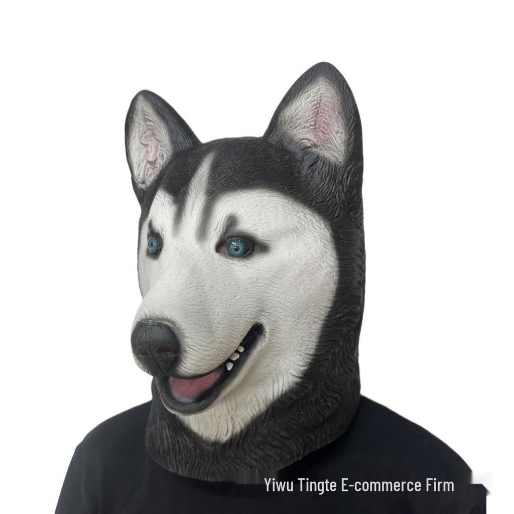 Halloween Wolfdog Shepherd Mask - German Shepherd Husky Latex Headgear for TikTok Style Parties