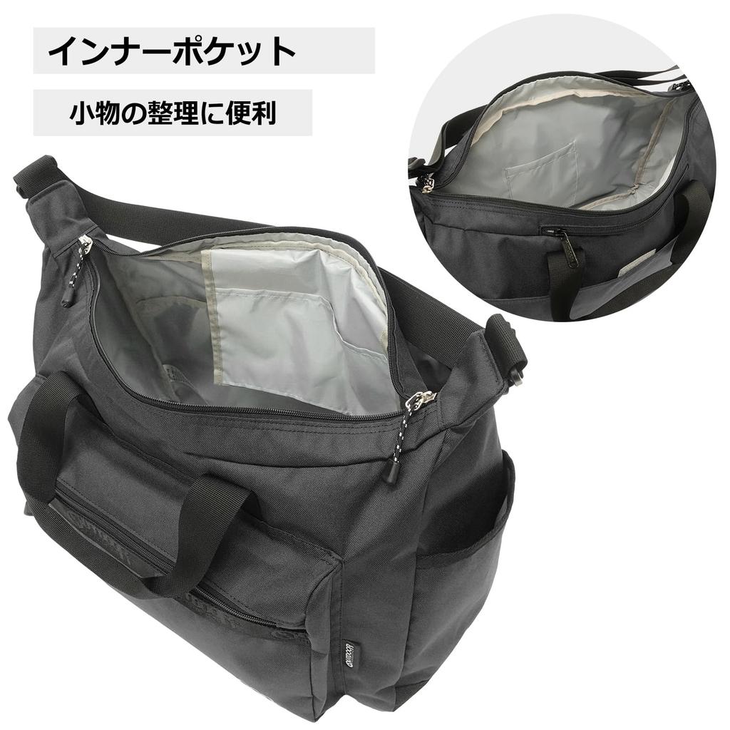 Umhängetasche mit großem Fassungsvermögen, Logo-Band, 2WAY, Handtasche, 26 l, Reise, Schwarz 2 [Outdoor-Produkte]