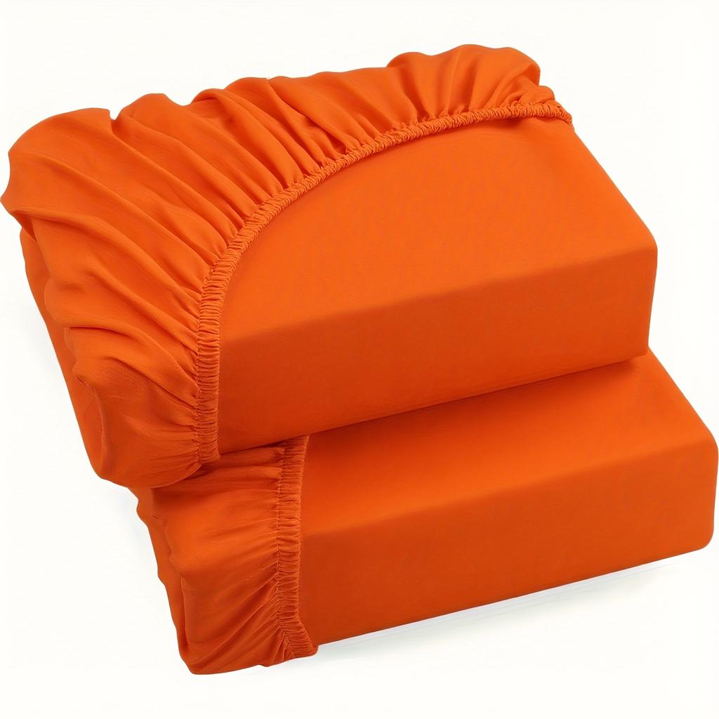 Pack of 2 Jersey Fitted Sheets Hypoallergenic & Breathable Bed Sheets with Elastic, 28cm Height, Allergy-Friendly,Machine Washable,Solid Color Bedding