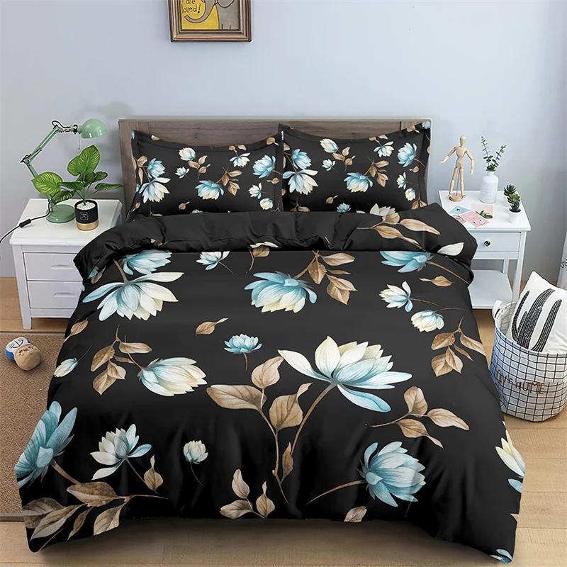 

Botanical Floral Duvet Cover King Leaves Flowers Bedding Set Microfiber Spring Blossom Quilt Cover Single Double For Teen Adult EU Single(135x200cm)