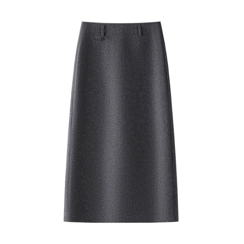 2025 New Women's Purple Woolen A-Line Pencil Skirt: Autumn/Winter Slim Fit