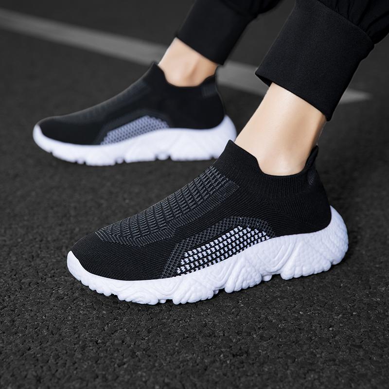 Ultra Lightweight Socks Shoes Men Women Breathable Knitted Casual Sneakers Slip-on Loafers Thick Sole Walking Footwear
