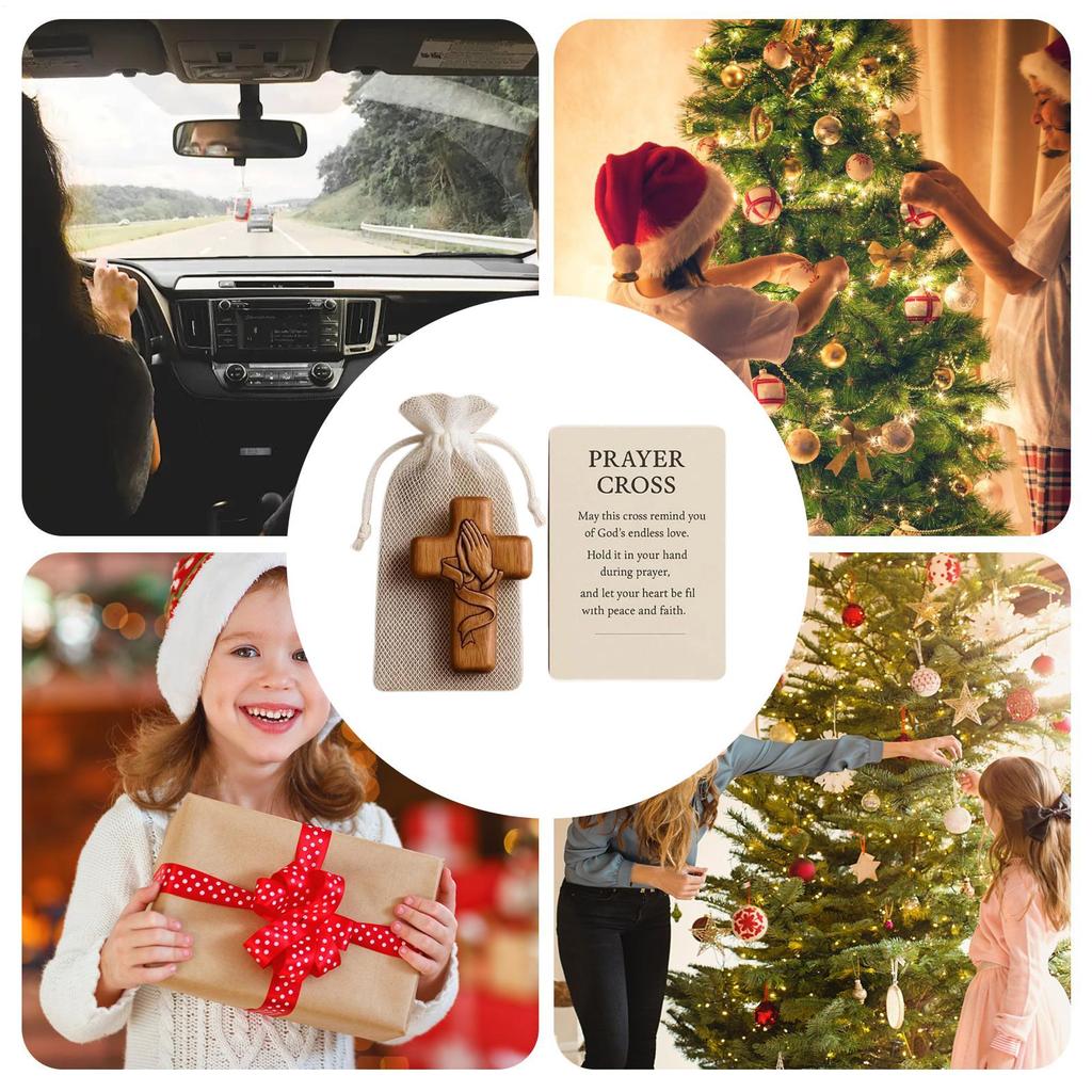 Wooden Cross Handheld Praying Crosses Decorative Wood Crucifix For Daily Devotion Catholics Christians Collectors