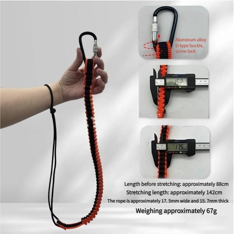 Safety Bungee Tether Tool Lanyard With Carabiner Hook Climbing Working Anti-Falling Safety Rope Aerial Work Climbing Accessories