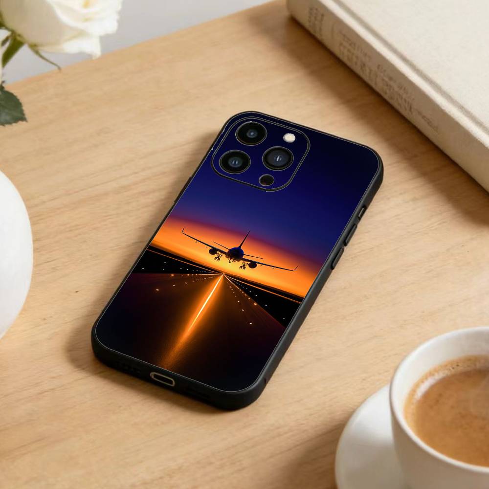 Airplane Phone Case For iPhone 16,15,14,13,12,17,Pro Max,Plus Silicone Black Case