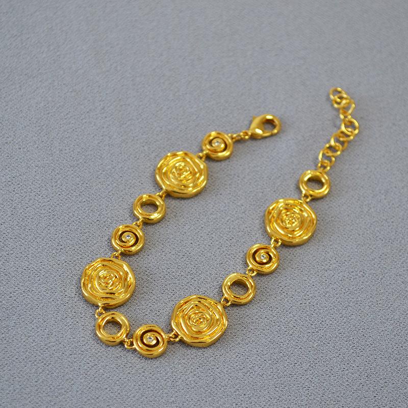 Vintage Mid-Century Style Gold-Plated Brass Growth Ring Bracelet