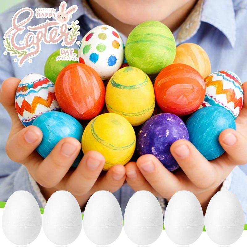 100/10pcs Foam Easter Eggs 6cm Fake Eggs Handmade DIY Color Painting Crafts Kids Toys Easter Party Decoration Supplies Wholesale