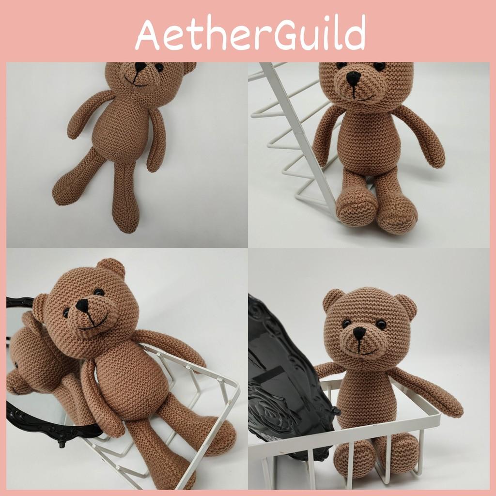 Handmade Children Knit Bear Soft Plush Animal Toy Playroom Decor Birthday Gift
