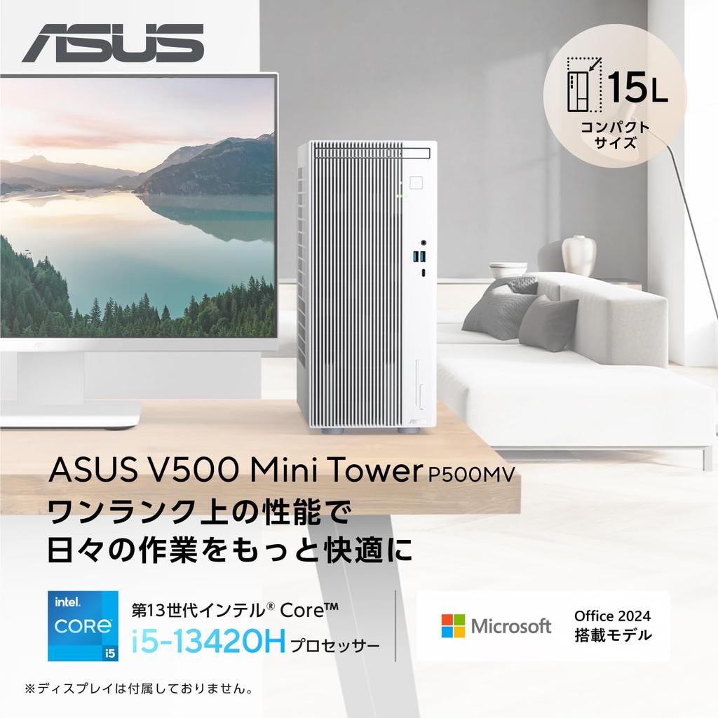 Asus Desktop-PC V500 Mini-Tower V500MV Intel Core i5 13420H Speicher 16GB SSD 1TB MS Office 2024 Windows 11 DVD Super Multi Laufwerk Weiß