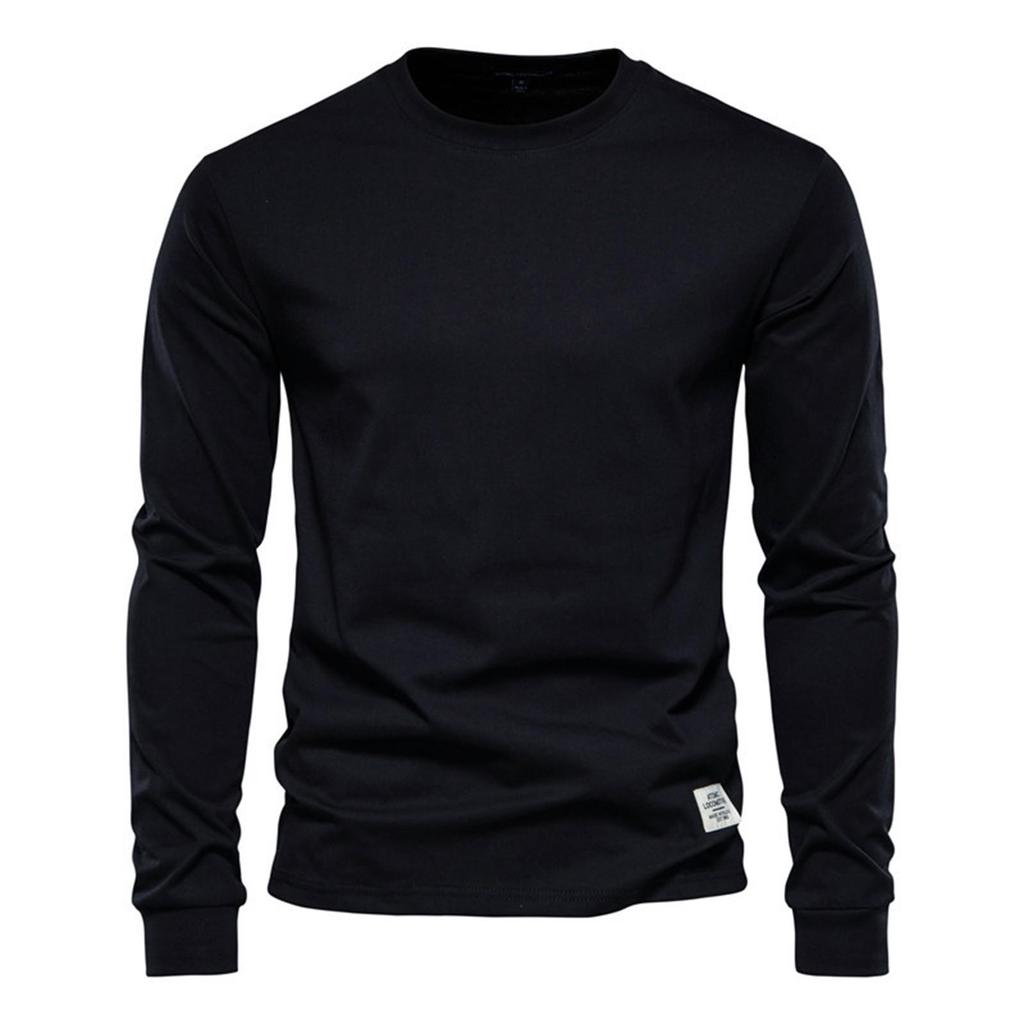 Nuova Camicia a Maniche Lunghe da Uomo a Tinta Unita con T-shirt di Cotone Sotto