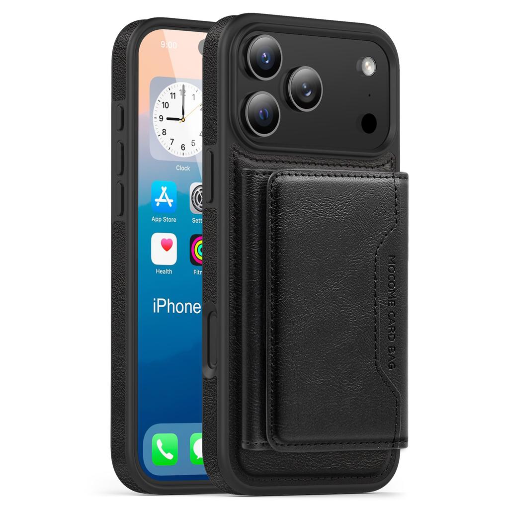 For iPhone 17 Pro Case Compatible with MagSafe Leather Back Phone Cover with Detachable Card Bag