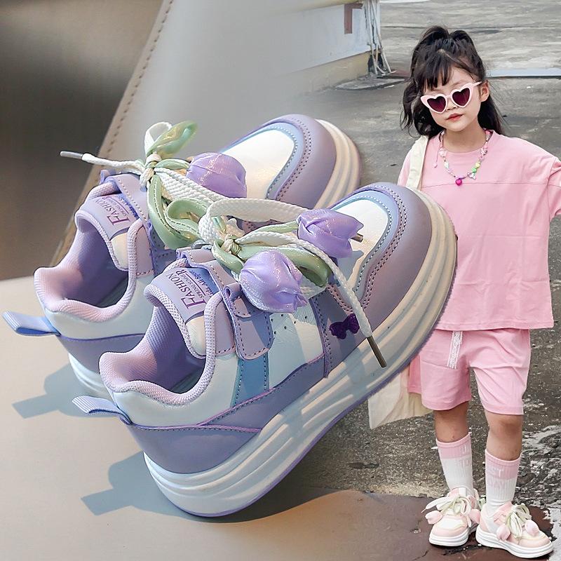 

Classmate 2025 autumn new Korean version tulip girls children baby casual shoes little white shoes board shoes 31 inner length 19.3cm фиолетовый