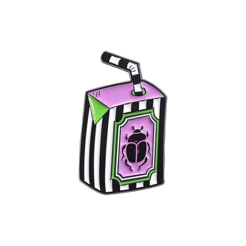 Cute Fruit Juice Enamel Pins Cartoon Boba Milk Tea Silly Goose Drink Box Brooches Lapel Badge Funny Jewelry Gifts Accessories