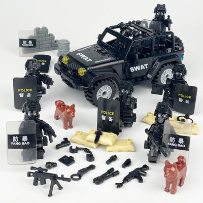 Spezielle Polizei Streifenwagen Bausteine Spielzeug Spezielle Polizei Puppe Waffe Zubehör