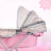 Pink Flowers Foldable Doll Pram Gondola Stroller With Bag