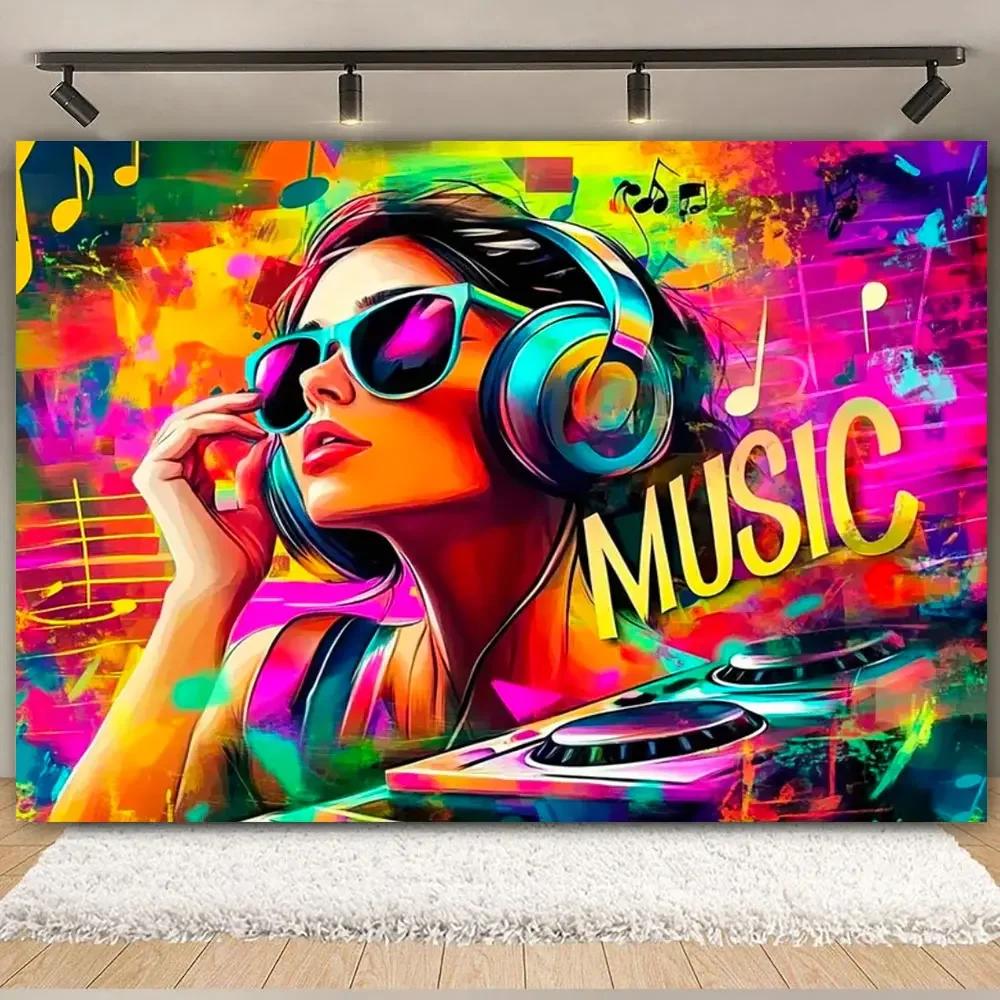 Disco Music Flash Stage Theme Party Photography Background, Adult Birthday Party, Home Decoration Photography Studio Background