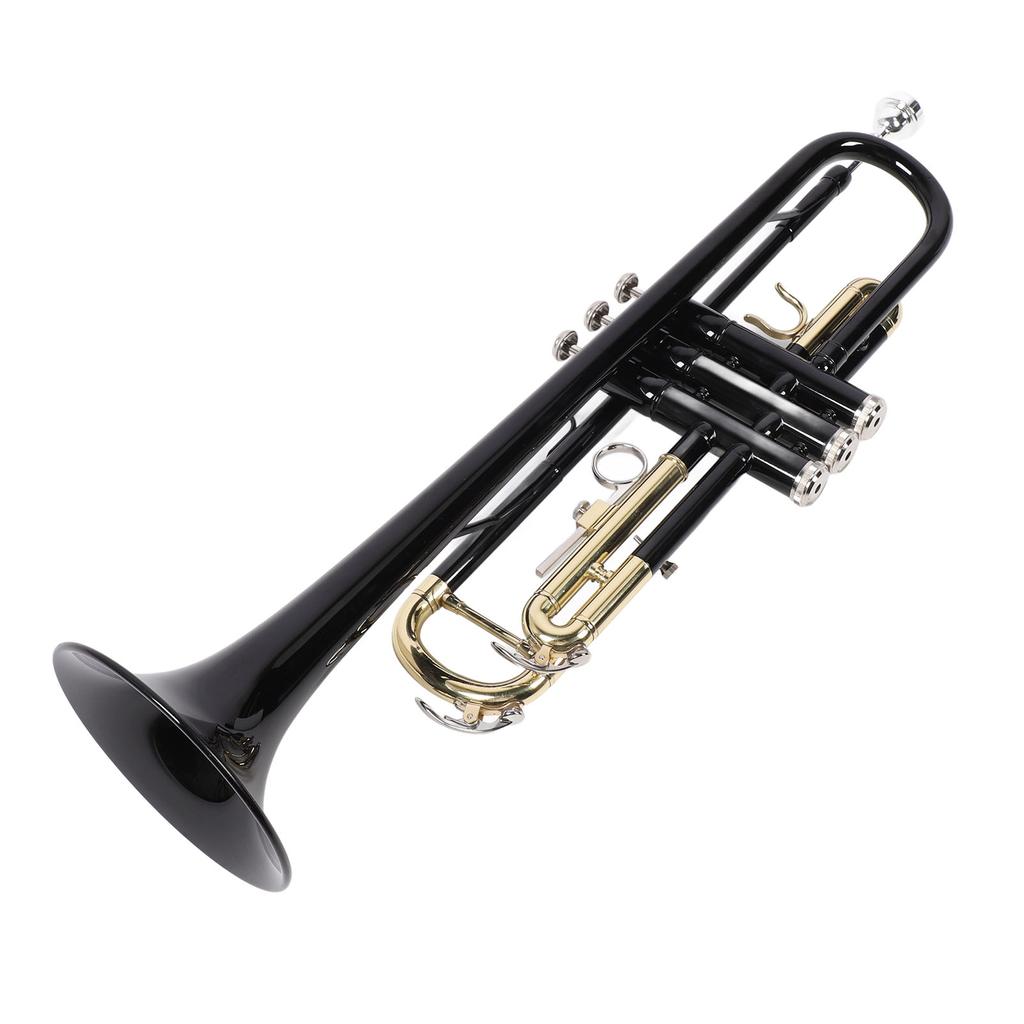 Trumpet Bb Brass Instrument Standard Set for Beginners Band Professional Performance Black
