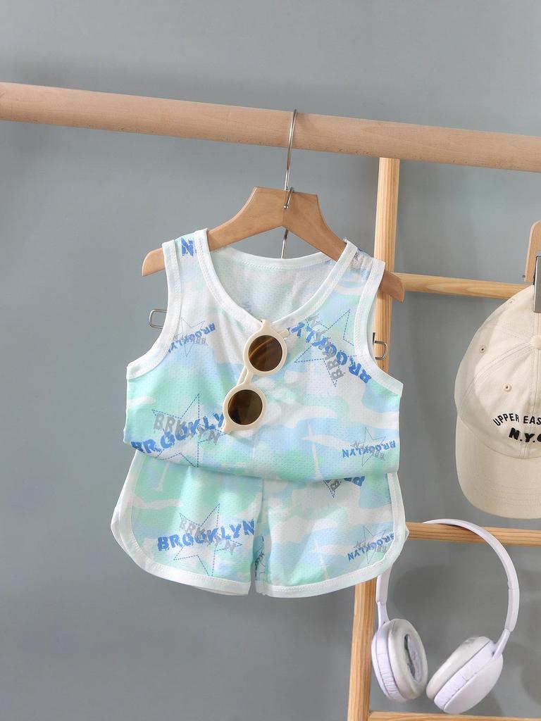 Kids' Summer Mesh Sleeveless Vest Set - Lightweight, Breathable 2-Piece for Boys & Girls