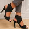 Spring and summer new fly-woven fashion sandals women's large size foot cover fish mouth stiletto women's high-heeled sandals