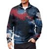 Men's Loose Casual 1/4 Zip Sweatshirt Fashion Printed Long Sleeve Top With Pockets