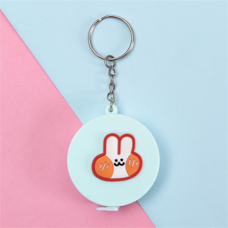 Cartoon Tape Measure 0-150cm 0-60 Inch Mini Portable Cute Animal Shape Key Ring Automatic Tape Measure Panda Frog Piggy Tiger