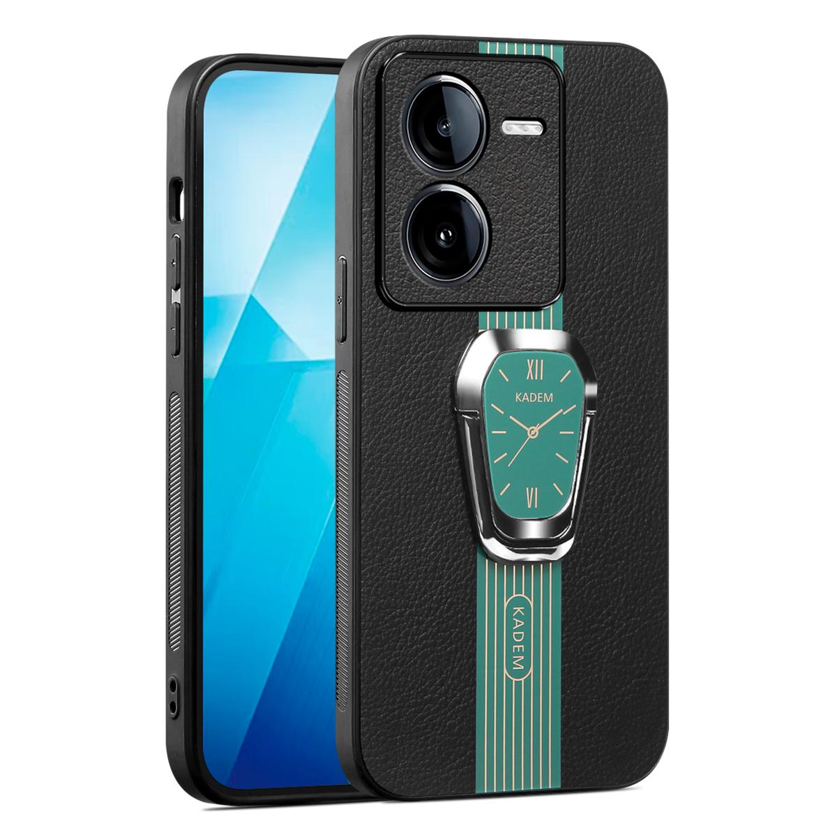 

KADEM For vivo iQOO Z9 5G Kickstand Case Leather Coated TPU+Acrylic Hybrid Phone Cover Green
