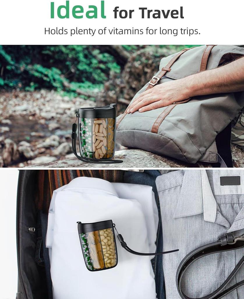 PULIV Portable Supplement and Pill Dispenser Bottle