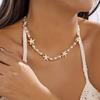 Summer explosion natural gravel necklace female bohemian color rice beads imitation shell starfish card neck chain