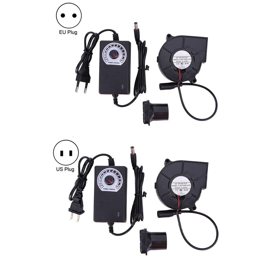 3800RPM Air Blower US/EU Plug DC 12V Barbecue Fan with Variable Speed Controller Blower Fan for Picnic Grill Wood Stove Cooking