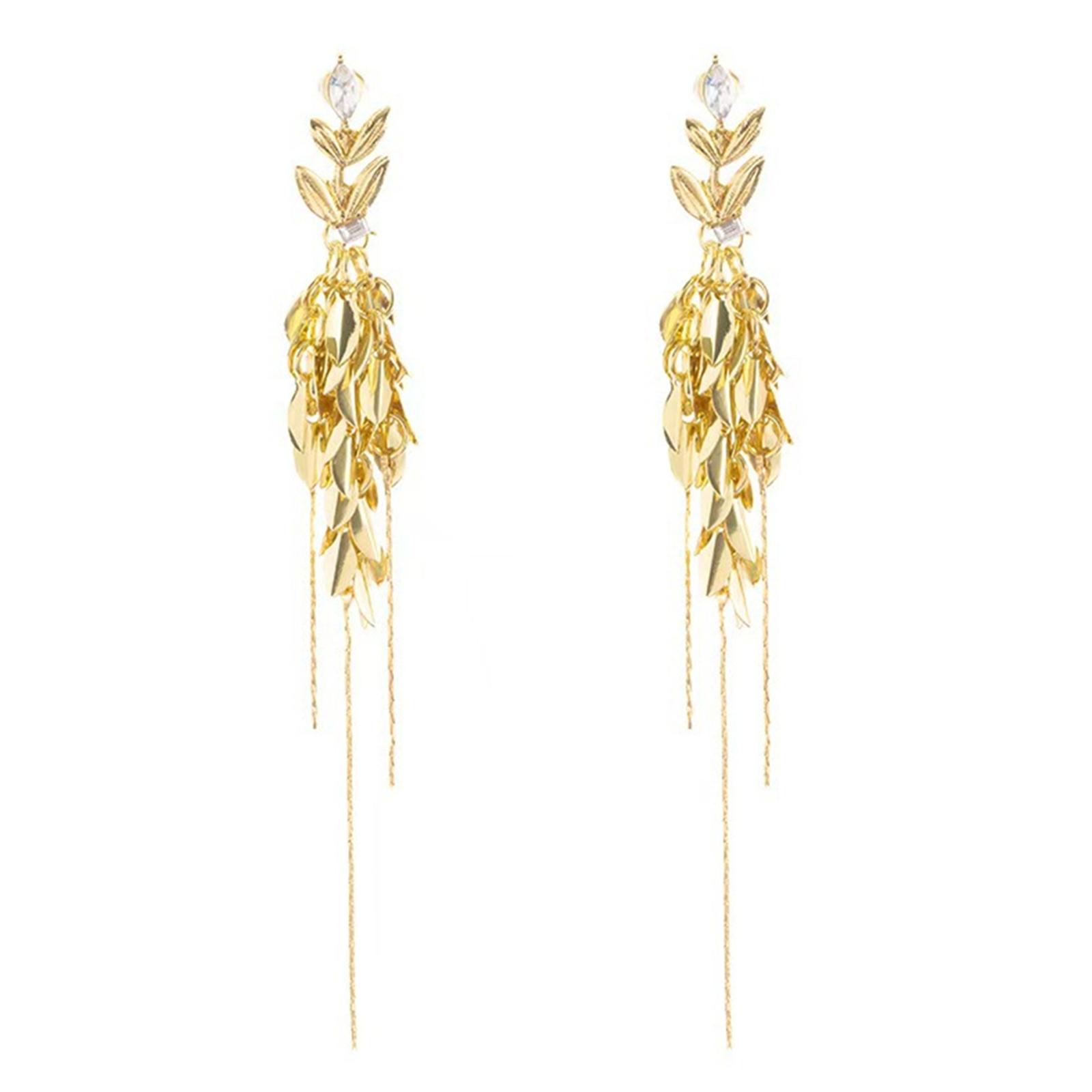 

Portable Glittering Metal Drop Earrings Combining Wheat and Contemporary Designs