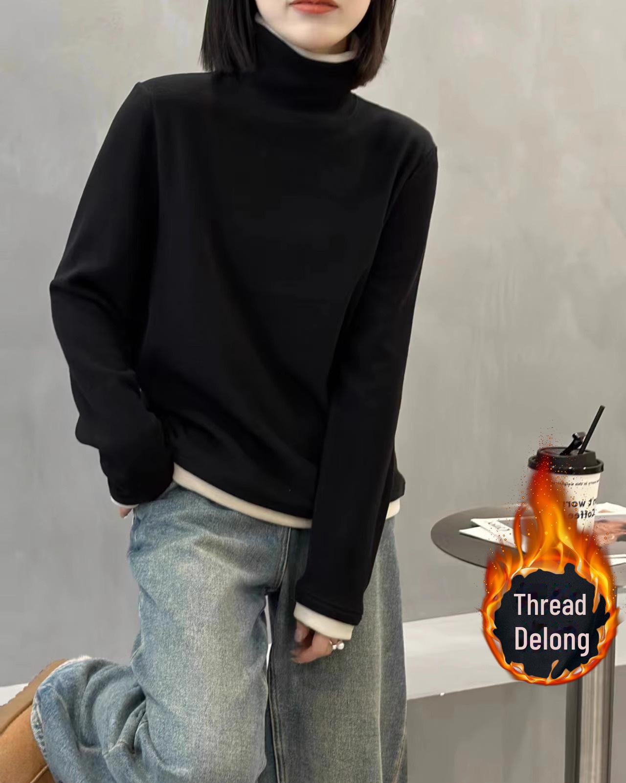 

280g Threaded German Velvet Hong Kong Style Two-in-One Long-Sleeve Shirt, Autumn/Winter, Versatile Mother s Dress.