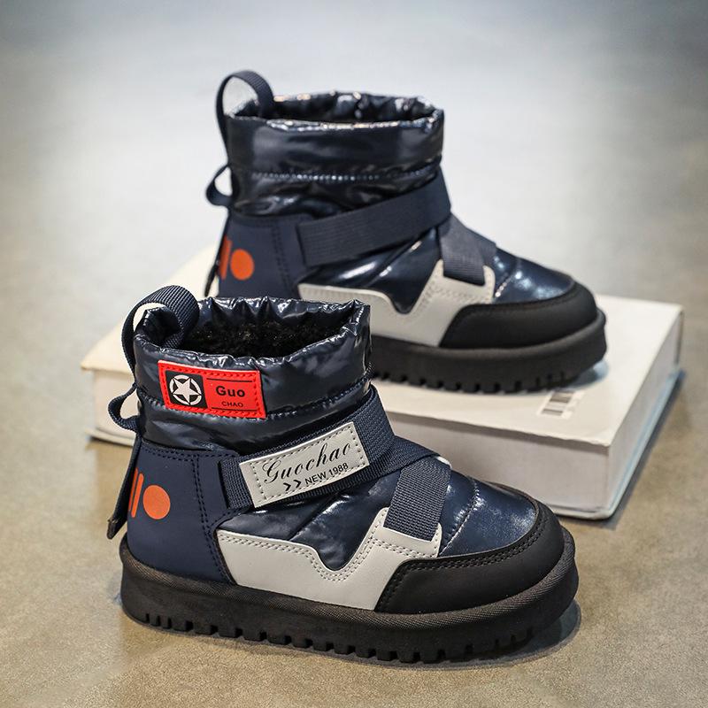 

Зимние плюшевые высокие детские сапоги унисекс 2023 года — теплый и удобный пуховый материал 36 темно-синий