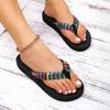 Fashion Hot Sale Womens Slippers Non Slip Platform Womens Shoes Ethnic Style Beach Shoes Fashion Flip Flop Sandals for Women Lightweight