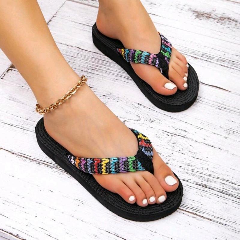Fashion Hot Sale Womens Slippers Non Slip Platform Womens Shoes Ethnic Style Beach Shoes Fashion Flip Flop Sandals for Women Lightweight