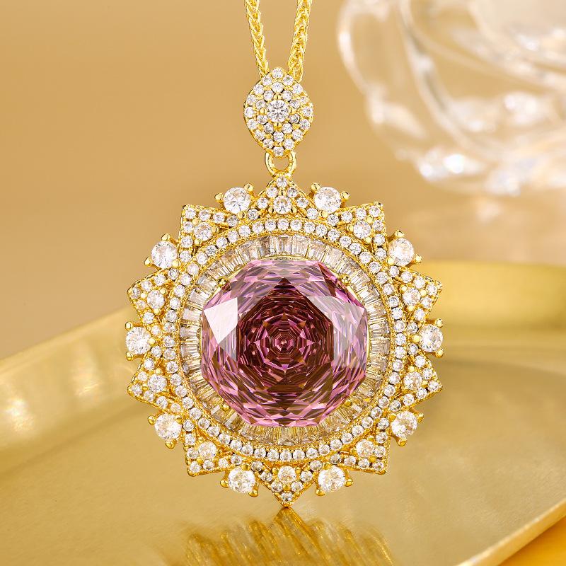 Jewelry Copper Bottom Gold Plated Rose Chepala Green Sunflower Gold Pendant Main Stone 18Mm