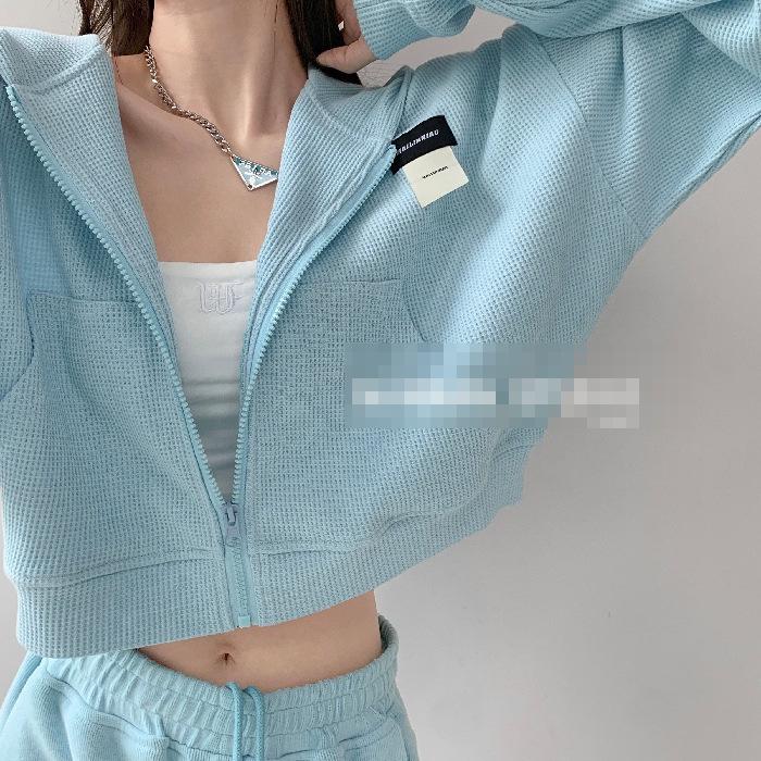 Women s Sporty Solid Color Patchwork Zip-Up Hooded Sweatshirt - Autumn 2022 Korean Style Trend Double Extra Large 1473₽