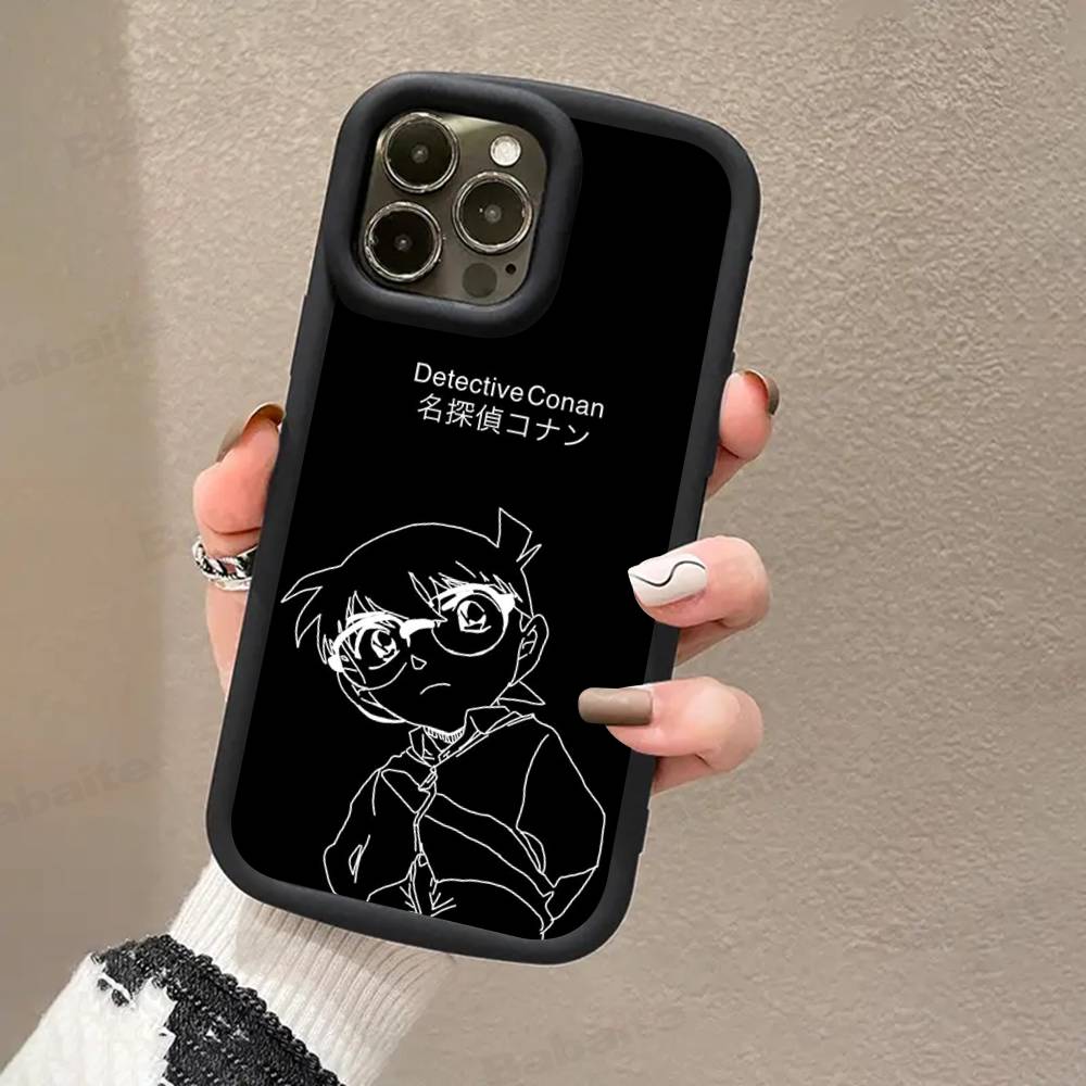 Detective Conan CARTOON For IPhone 17 Pro Max 16 15 14 13 12 11 Plus Black Soft Phone Cover