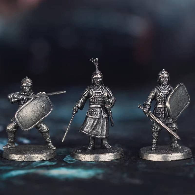 New White Copper Han Dynasty Soldier Figurine Miniature Model Tabletop Game Chess Piece Desktop Decor Statue Car Interior Decor