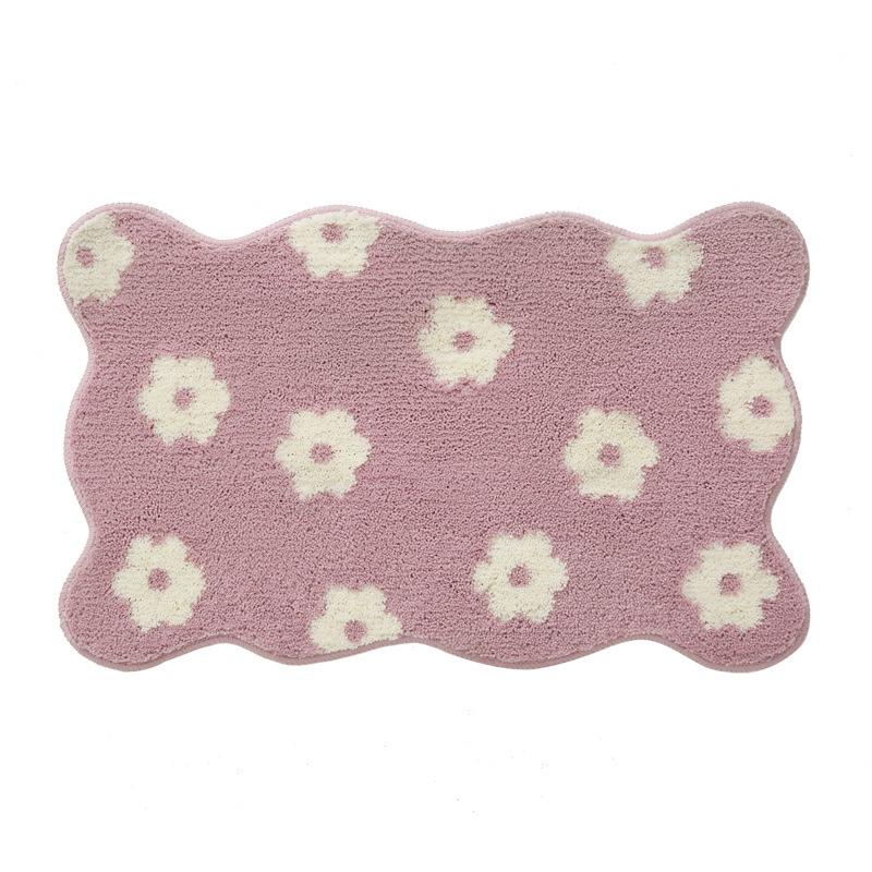 Ins Wind Flower Bathroom Absorbent Floor Mat Household Bathroom Plush Foot Mat Toilet Door Non-slip Mat Carpet
