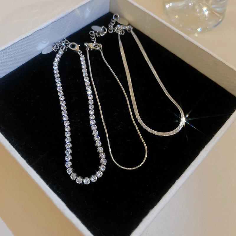Simple zircon square snake bone bracelet temperament versatile bracelet niche design jewelry women