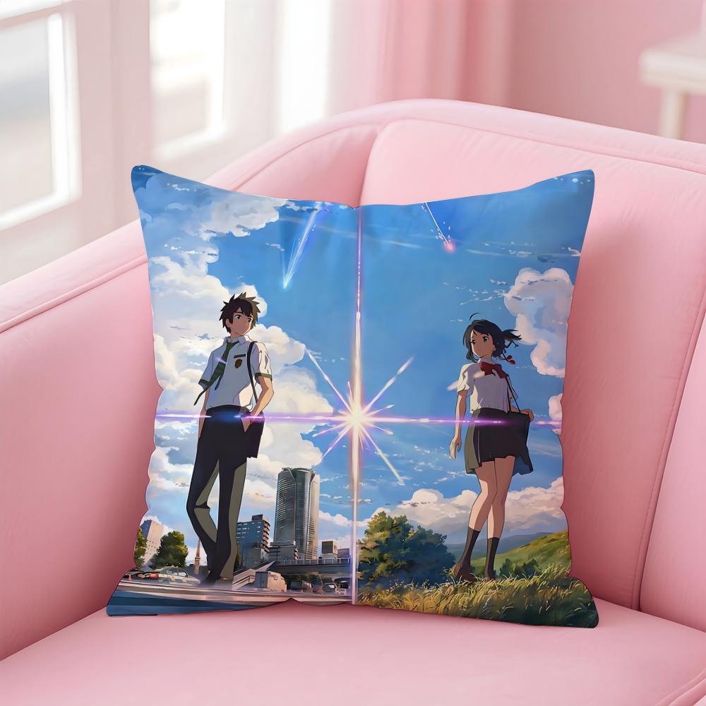 Romantic Anime Japanese Movie YYour Name Cushion Cover Pillow Case Soft Skin Friendly Fabric  Concealed Zipper