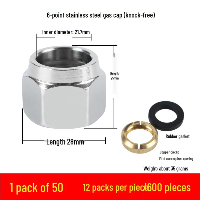 3-Piece Stainless Steel Gas Pipe Nut Set with No-Knock Wave for Natural Gas Conversion, 3/8"", 3/4"", 1"" Quick Connectors