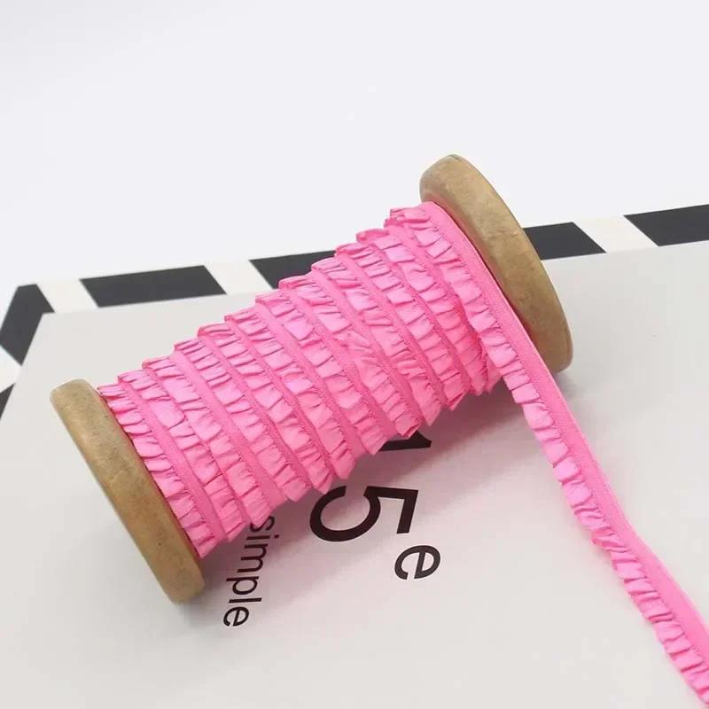 5-30Meters Meetee 10mm Elastic Bands Garment Stretch Ruffled Lace Trim Hairband Rubber Tapes DIY Clothing Sewing Accessories