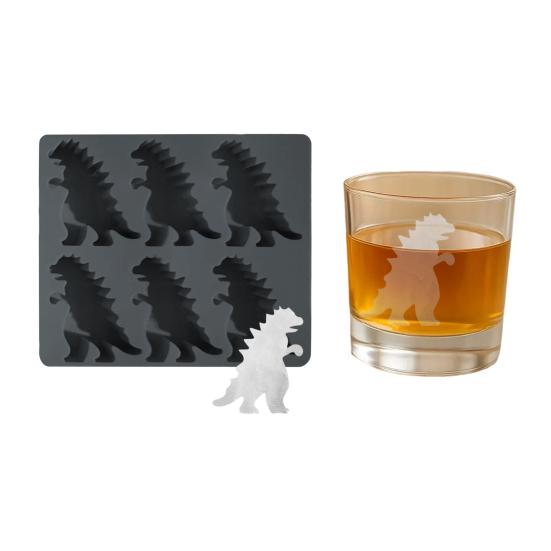 Dinosaur Ice Cube Mold Easy Fill Release 6 Cavity Gojira Ice Tray Freezer Safe Ice Maker for Summer Drinks Cocktail Party