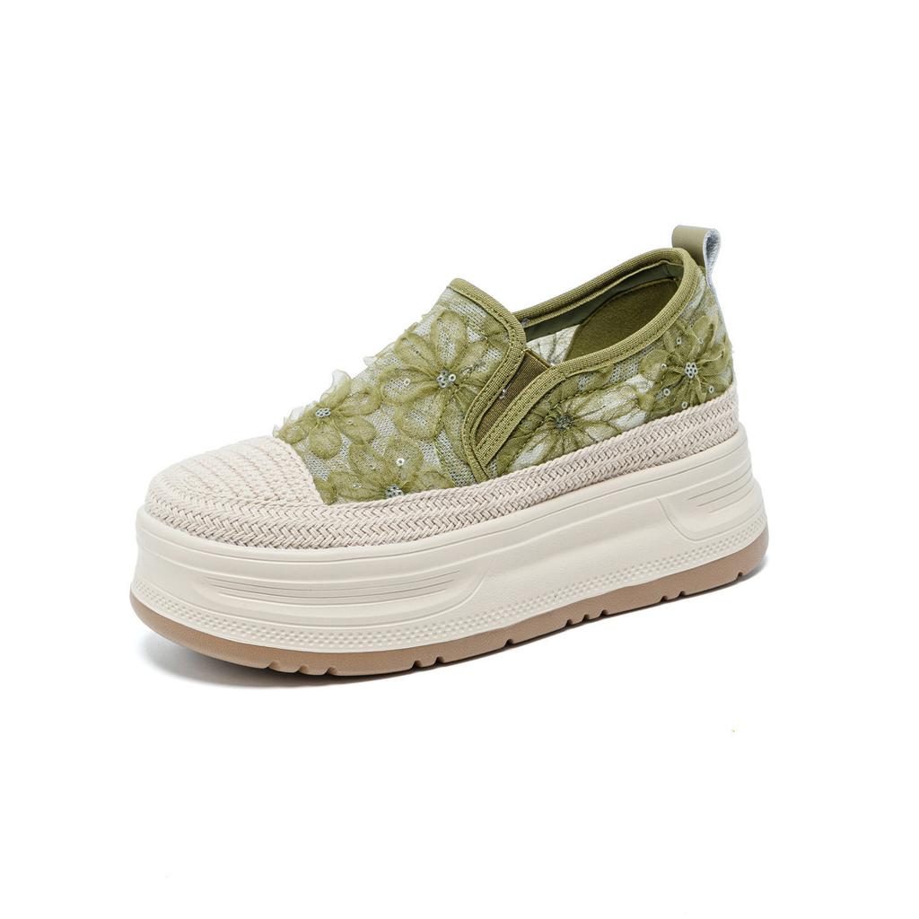 Lace Mesh Breathable Thick-soled Fisherman Shoes Women's 2026 Summer 7cm Height-increasing Lightweight Soft Baseplate Shoes