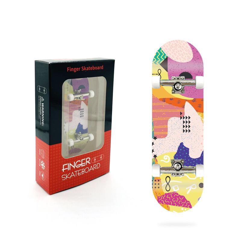 Maple Finger Skateboard with Bearings and Wheels - Mini Double Rocker Board for Kids' Creative Play